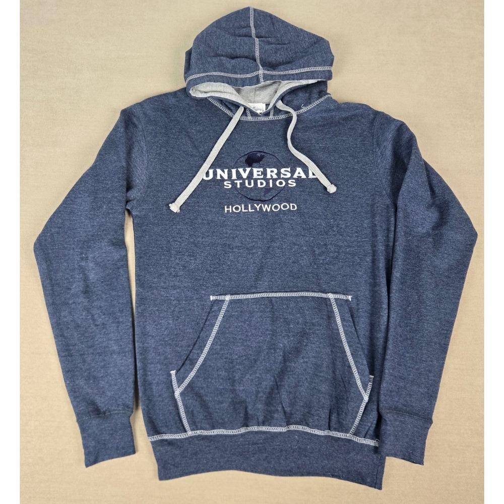 Universal Studios Hollywood Hoodie Navy Blue Heathered Small Contrast Stitch